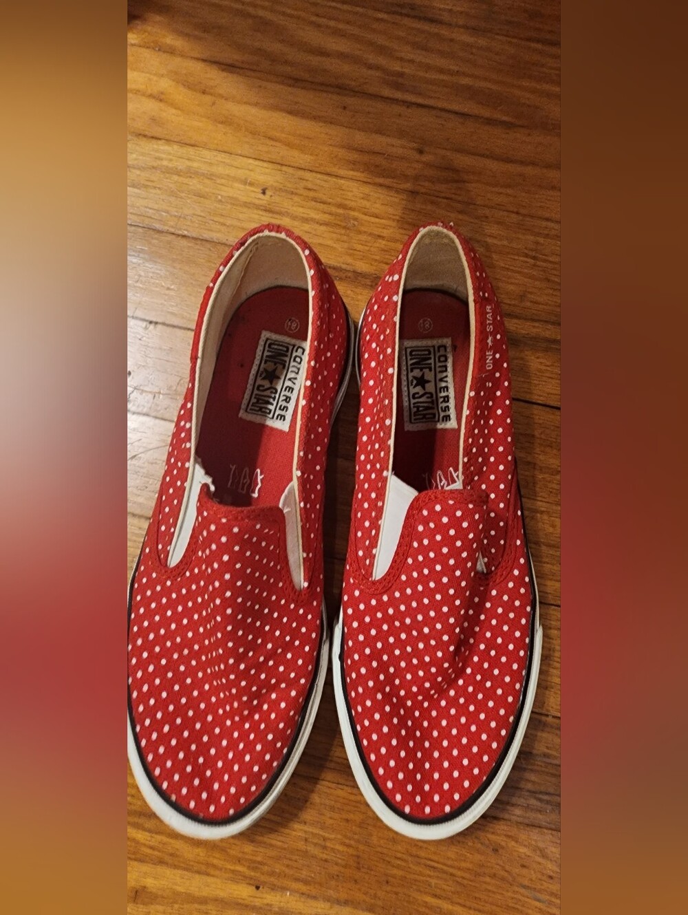 Converse One Star Women's 8.5 Rec White Polka Dot Slip On Sneakers Shoes